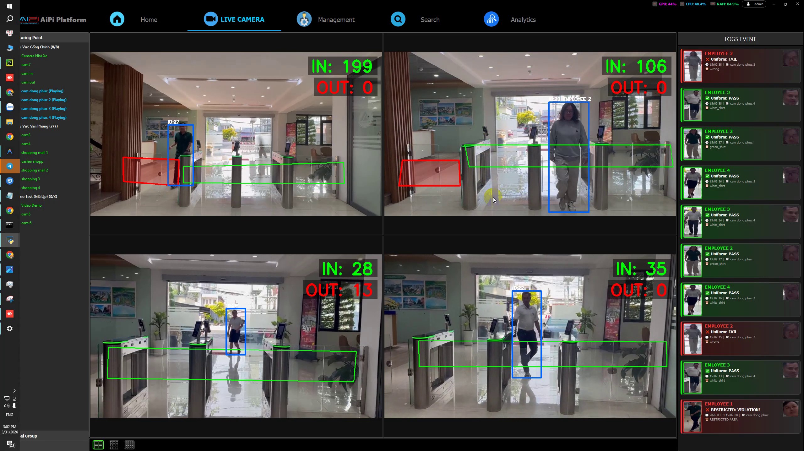 Demo Nhận Diện Khuôn Mặt & Đếm In/Out